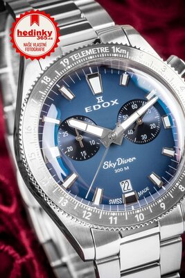 Edox SkyDiver Chronograph Quartz 10116-3-buidn Limited Edition 1000pcs ( + náhradní řemínek )