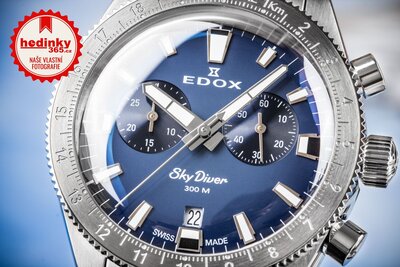 Edox SkyDiver Chronograph Quartz 10116-3-buidn Limited Edition 1000pcs ( + náhradní řemínek )
