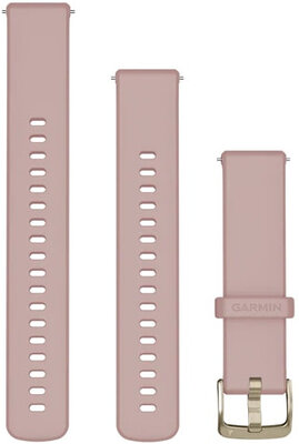 Řemínek Garmin Quick Release 18mm, silikonový, růžový, zlatá přezka (Venu 2S, Vívoactive 4S, Vívomove 3S)