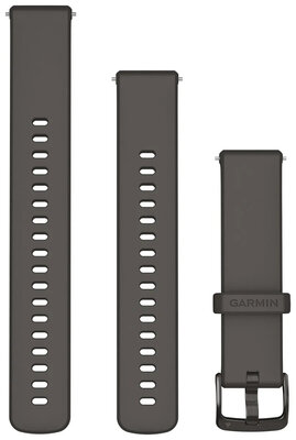 Řemínek Garmin Quick Release 18mm, silikonový, tmavě šedý, černá spona (Venu 2S, Vívoactive 4S, Vívomove 3S)
