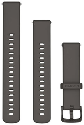 Silikonový řemínek Garmin 18mm (pro Venu 2S, Vívoactive 4S, Vívomove 3S aj.), šedý V2, Quick Release, + prodloužená část, 010-13256-00