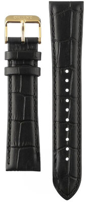 Černý kožený řemínek Orient UL002012K0, zlatá přezka (pro model RA-AC00)