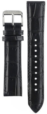 Černý kožený řemínek Orient UL00J012J0, stříbrná přezka (pro modely RA-AC0J, RA-AK05)
