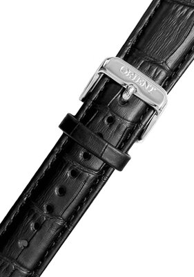 Černý kožený řemínek Orient UL020014J0, stříbrná přezka (pro modely RA-AA0A, RA-AC00)