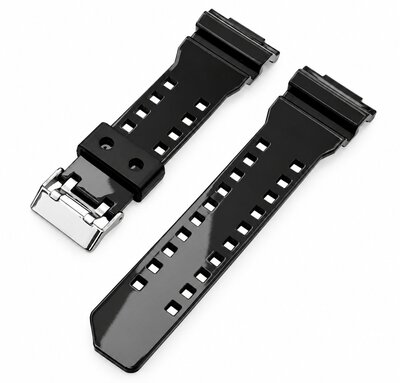 Plastový řemínek Ricardo Cassola 16mm (pro Casio G-Shock GA-100, GA-110, GD-120, GLS-100), Black, lesklý