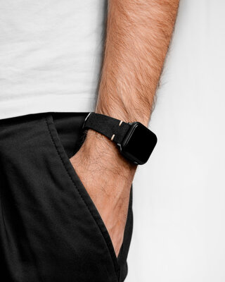 Kožený řemínek Hirsch Serro L 05564050-2, černý, antilopí kůže, Limited Edition, délka L, Quick Release