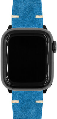 Kožený řemínek Hirsch Serro L 05564080-2, modrý, antilopí kůže, Limited Edition, délka L, Quick Release