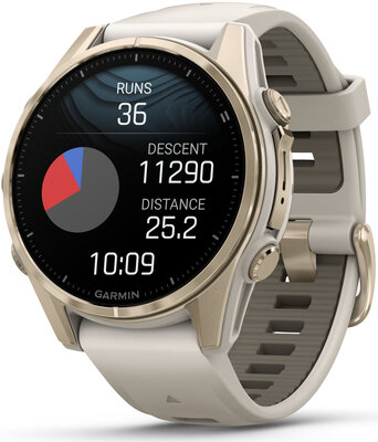 Garmin Fenix 8 AMOLED 43 mm, Sapphire Soft Gold Stainless Steel Fog Gray (II. Jakost)