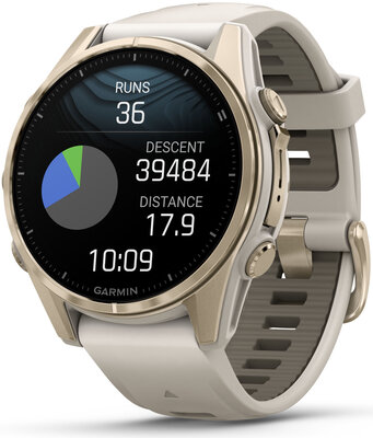 Garmin Fenix 8 AMOLED 43 mm, Sapphire Soft Gold Stainless Steel Fog Gray (II. Jakost)