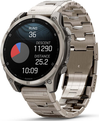 Garmin Fenix 8 AMOLED 47mm, Exclusive Titanium Graphite Titanium Band (Premium) (+ náhradní řemínek) (rozbalené)
