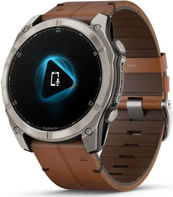 Garmin Fenix 8 AMOLED 51mm, Exclusive Titanium Graphite Brown Leather Band (Premium) (+ náhradní řemínek)