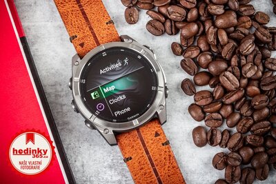 Garmin Fenix 8 AMOLED 51mm, Exclusive Titanium Graphite Brown Leather Band (Premium) (+ náhradní řemínek)