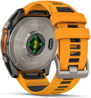 Garmin Fenix 8 AMOLED 51mm, Sapphire Titanium Graphite Spark Orange Band