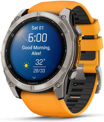 Garmin Fenix 8 AMOLED 51mm, Sapphire Titanium Graphite Spark Orange Band