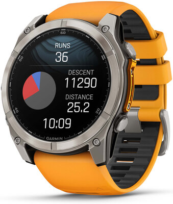Garmin Fenix 8 AMOLED 51mm, Sapphire Titanium Graphite Spark Orange Band