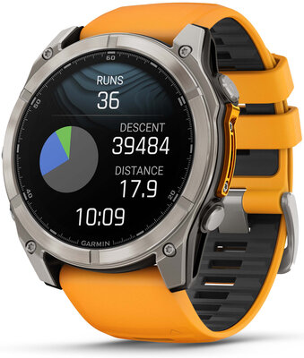 Garmin Fenix 8 AMOLED 51mm, Sapphire Titanium Graphite Spark Orange Band