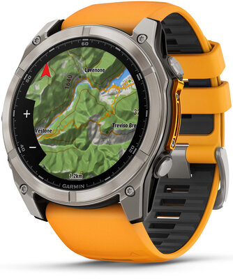 Garmin Fenix 8 AMOLED 51mm, Sapphire Titanium Graphite Spark Orange Band