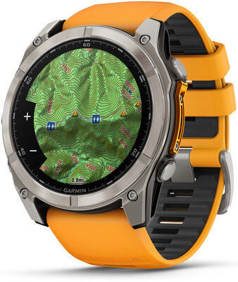 Garmin Fenix 8 AMOLED 51mm, Sapphire Titanium Graphite Spark Orange Band