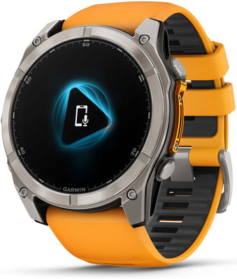 Garmin Fenix 8 AMOLED 51mm, Sapphire Titanium Graphite Spark Orange Band