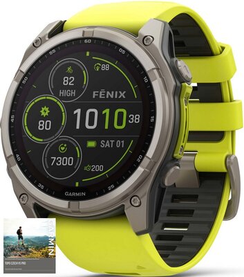 Garmin Fenix 8 Solar 51mm, Sapphire Graphite Titanium Yellow Band