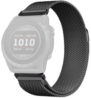 Ocelový náramek Ricardo 22mm (pro Garmin Fenix 8/7/6 (47mm), Epix 2 aj.), černý, QuickFit