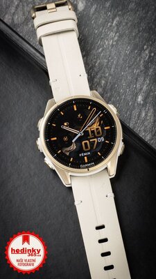 Garmin Fenix 8 AMOLED 43 mm, Sapphire Soft Gold Stainless Steel Fog Gray Limestone Leather Band (Premium) (+ náhradní řemínek)
