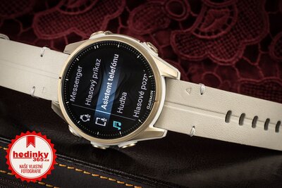 Garmin Fenix 8 AMOLED 43 mm, Sapphire Soft Gold Stainless Steel Fog Gray Limestone Leather Band (Premium) (+ náhradní řemínek)