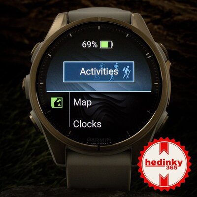 Garmin Fenix 8 AMOLED 43mm, Sapphire Soft Gold Stainless Steel Fog Gray Limestone Leather Band (Premium) (+ náhradní řemínek)