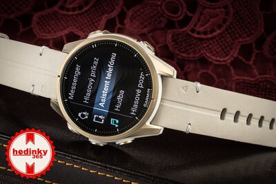Garmin Fenix 8 AMOLED 43mm, Sapphire Soft Gold Stainless Steel Fog Gray Limestone Leather Band (Premium) (+ náhradní řemínek)