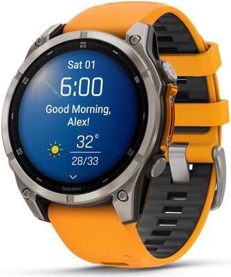 Garmin Fenix 8 AMOLED 47mm, Sapphire Titanium Graphite Spark Orange Band