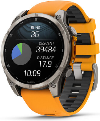 Garmin Fenix 8 AMOLED 47mm, Sapphire Titanium Graphite Spark Orange Band