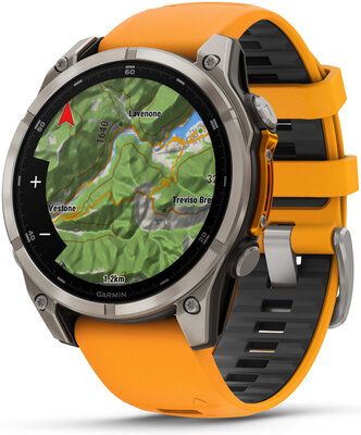 Garmin Fenix 8 AMOLED 47mm, Sapphire Titanium Graphite Spark Orange Band