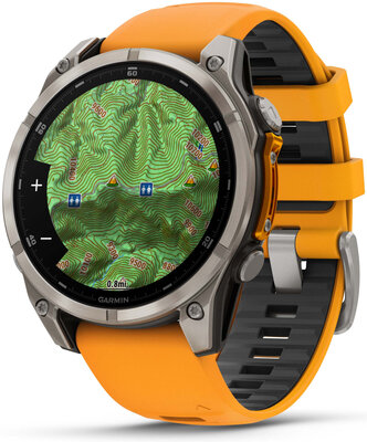 Garmin Fenix 8 AMOLED 47mm, Sapphire Titanium Graphite Spark Orange Band