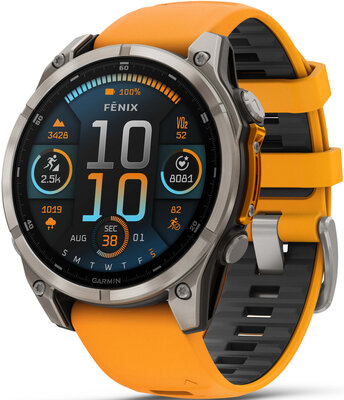 Garmin Fenix 8 AMOLED 47mm, Sapphire Titanium Graphite Spark Orange Band