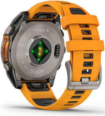 Garmin Fenix 8 AMOLED 47mm, Sapphire Titanium Graphite Spark Orange Band