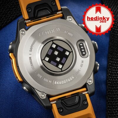 Garmin Fenix 8 AMOLED 47mm, Sapphire Titanium Graphite Spark Orange Band