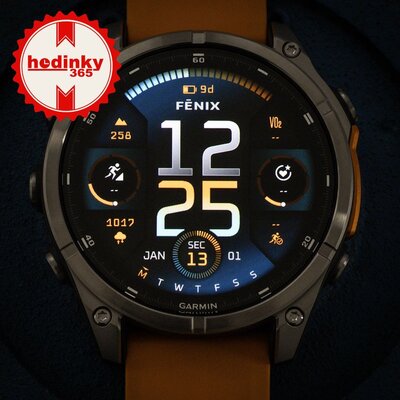 Garmin Fenix 8 AMOLED 47mm, Sapphire Titanium Graphite Spark Orange Band