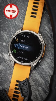 Garmin Fenix 8 AMOLED 47mm, Sapphire Titanium Graphite Spark Orange Band