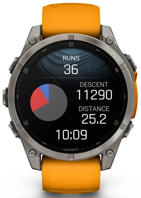 Garmin Fenix 8 AMOLED 47mm, Sapphire Titanium Graphite Spark Orange Band