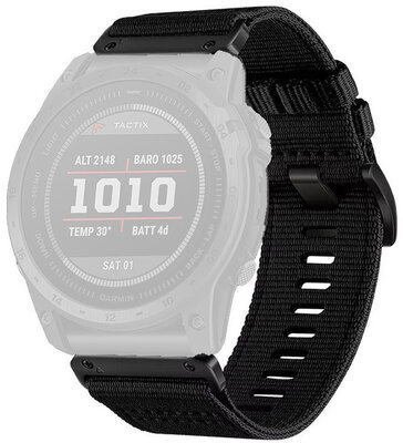 Textilní řemínek Ricardo 22mm (pro Garmin Fenix 8/7/6 (47mm), Epix 2 aj.), černý, QuickFit