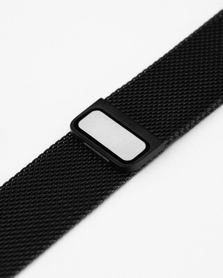 Ocelový náramek Hirsch Milanaise L 30161450-5, černý, magnetický, délka L, Quick Release