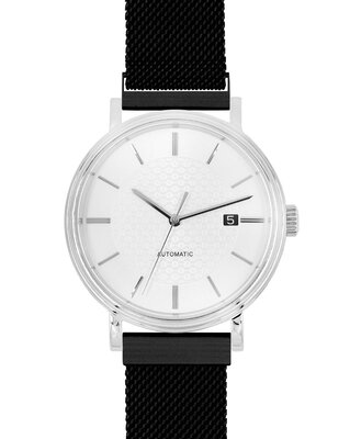 Ocelový náramek Hirsch Milanaise L 30161450-5, černý, magnetický, délka L, Quick Release