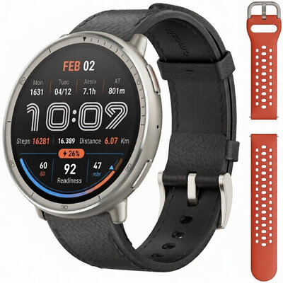 Amazfit Active 2 Premium (Round) Black Leather (+náhradní řemínek)