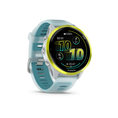 Garmin Forerunner 570 (47mm), Amp Yellow, Translucent Whitestone, Turqoise Band