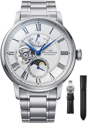 Orient Star Classic M45 F7 Moon Phase Open Heart Automatic RE-BT0005S00B (+ náhradní řemínek)