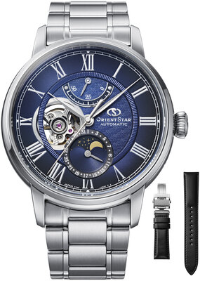 Orient Star Classic M45 F7 Moon Phase Open Heart Automatic RE-BT0006L00B (+ náhradní řemínek)