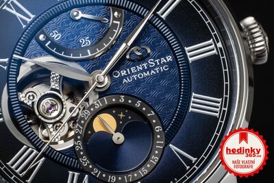Orient Star Classic M45 F7 Moon Phase Open Heart Automatic RE-BT0006L00B (+ náhradní řemínek)
