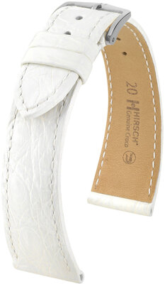 Kožený řemínek Hirsch Genuine Croco 18900800-2, bílý, krokodýlí kůže, Quick Release