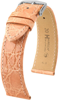 Kožený řemínek Hirsch Genuine Croco 18900822-2, oranžový, krokodýlí kůže, Quick Release