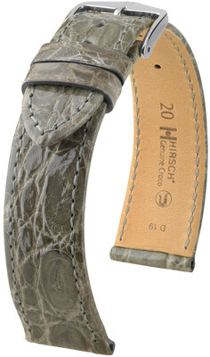 Kožený řemínek Hirsch Genuine Croco 18900830-2, šedý, krokodýlí kůže, Quick Release